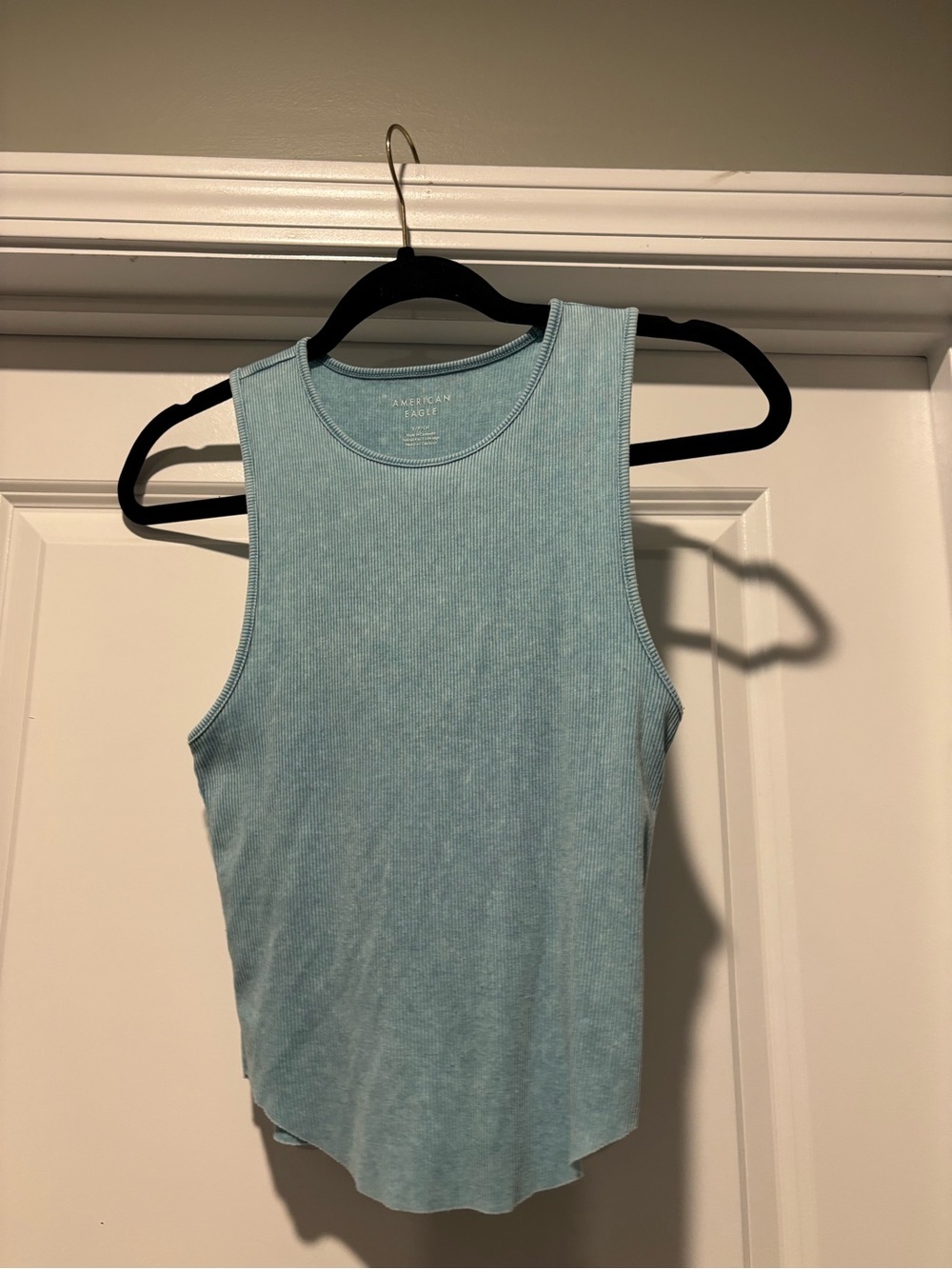 American Eagle Outfitters Women's Light Blue Ribbed Tank Top Size Small